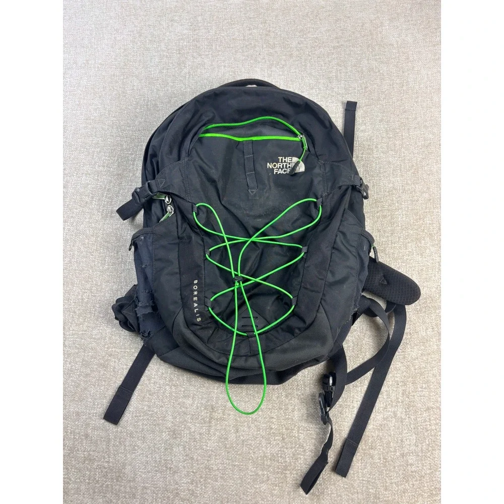 The North Face Borealis Backpack Black Lime Green FlexVent Laptop Bag